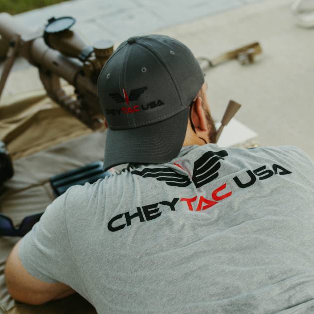 CheyTac® Stretch Fit Hat | Grey | Black/Red Logo